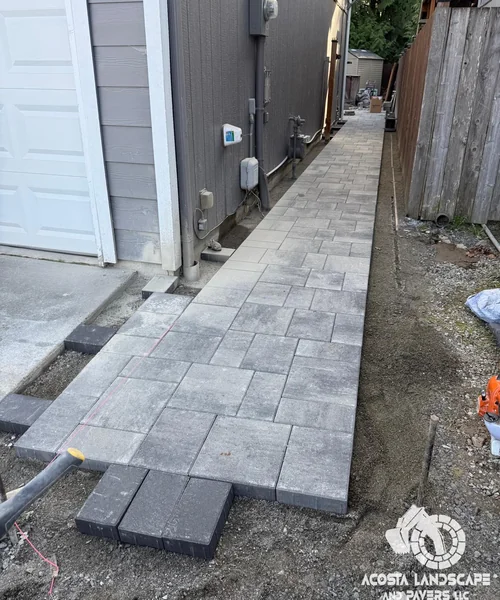 Custom Paver Patio & Pathway with Architectural Landscape Lighting in Marysville 